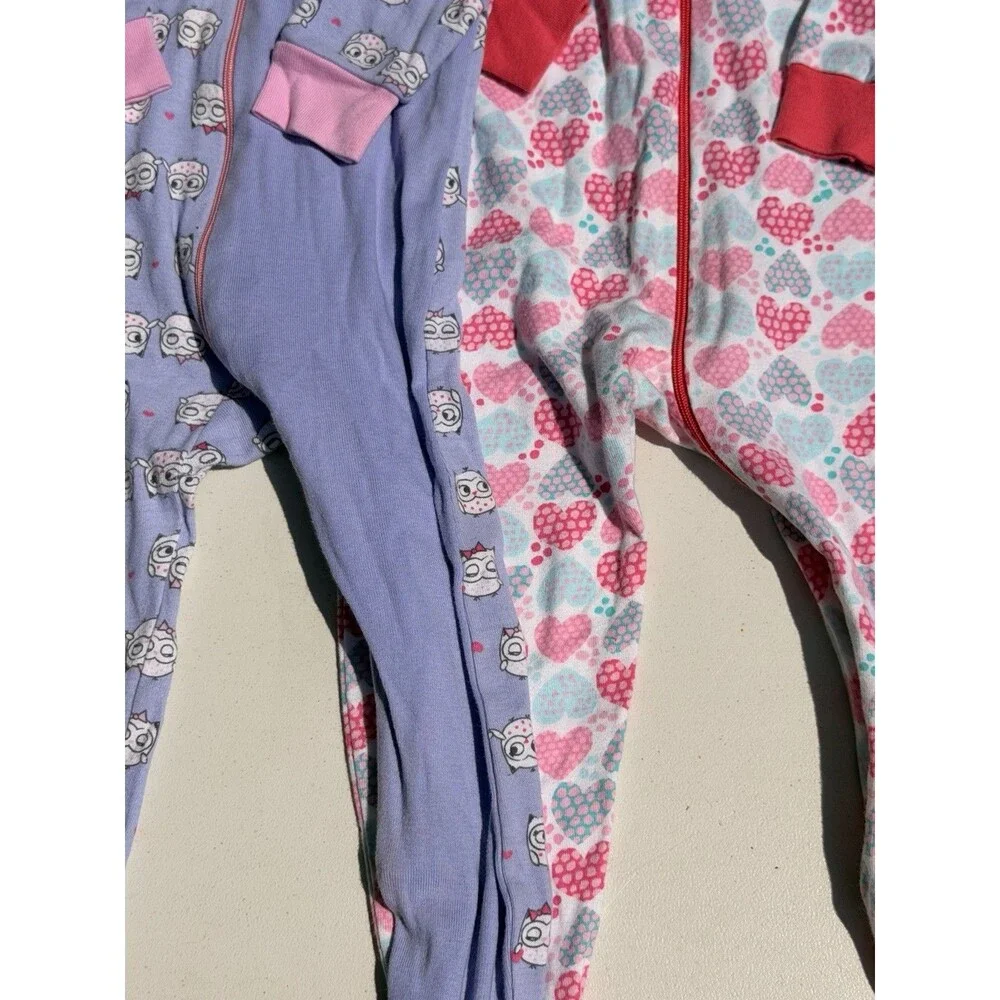 CHILDREN'S PLACE Toddler 3T Footed Pajamas Set Of 2 Pink/Purple Worn Once